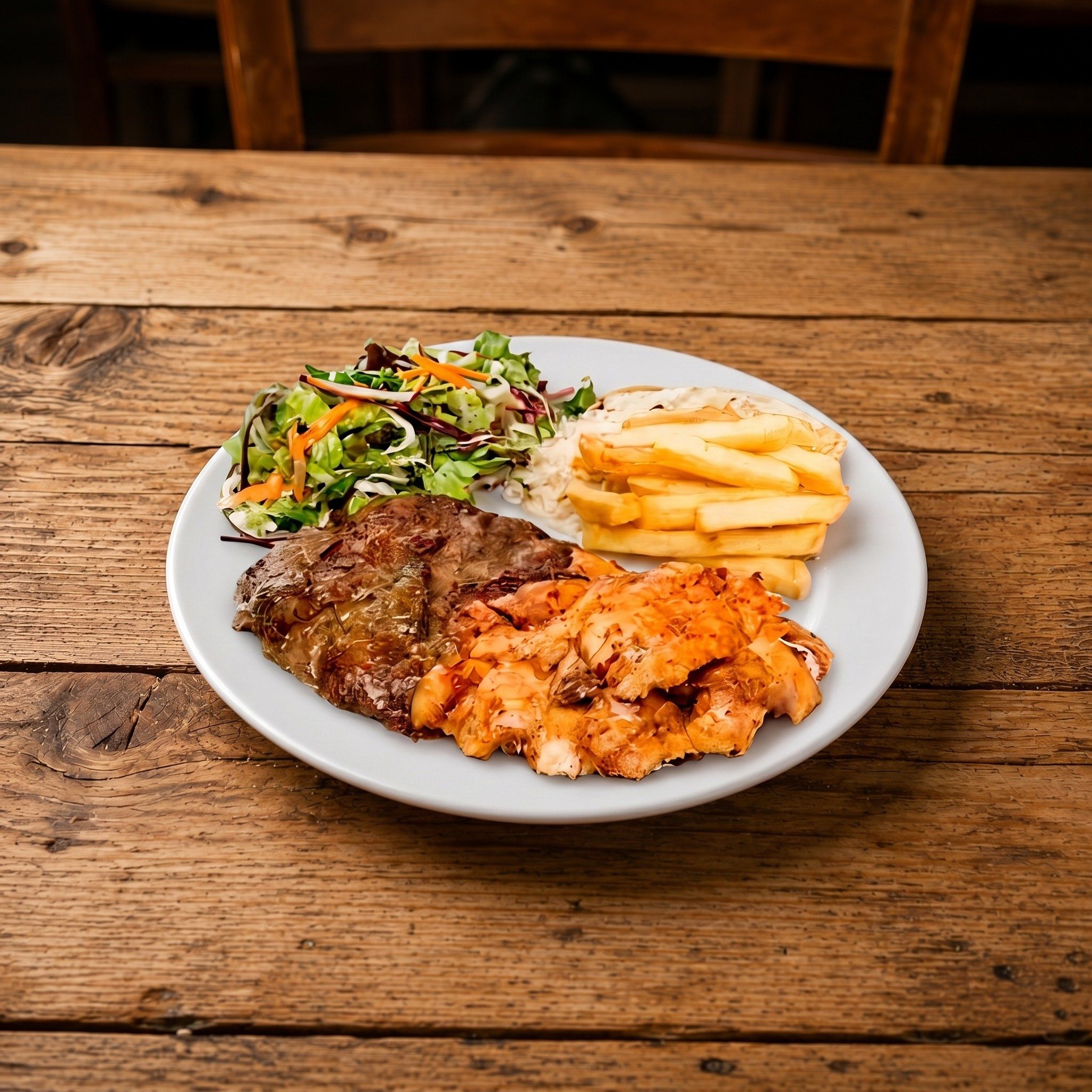 Mixed Lamb & Chicken Gyro Plate.