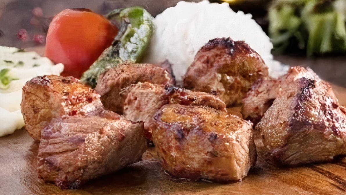 Lamb Shish Kebab Plate.