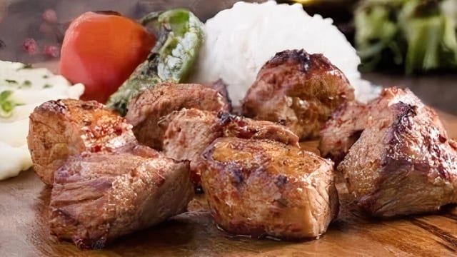 Lamb Shish Kebab Plate.