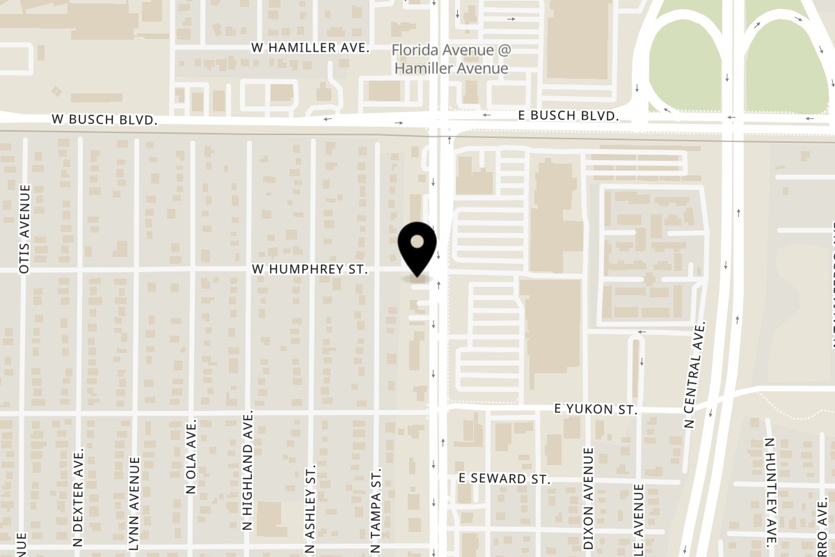 Map showing the location of Istanbul Mediterranean Grill & Market on 8896 N Florida Ave in Tampa